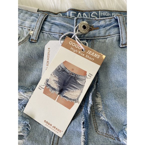 Gogo Jeans High Rise Distressed Destroyed Frayed Hem Shorts Sz 11/30‎ New w Tags - Picture 12 of 12